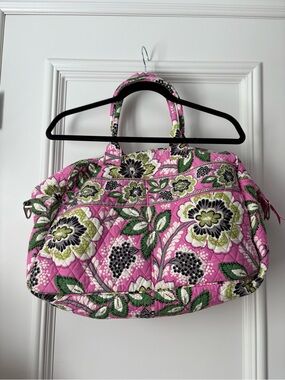 Vera Bradley Priscilla Pink Large Weekender Duffel Travel Bag w/ Shoulder Strap